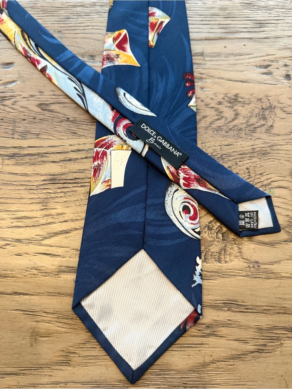 Dolce & Gabbana Blue Floral Silk Tie with Red and Yellow Accents